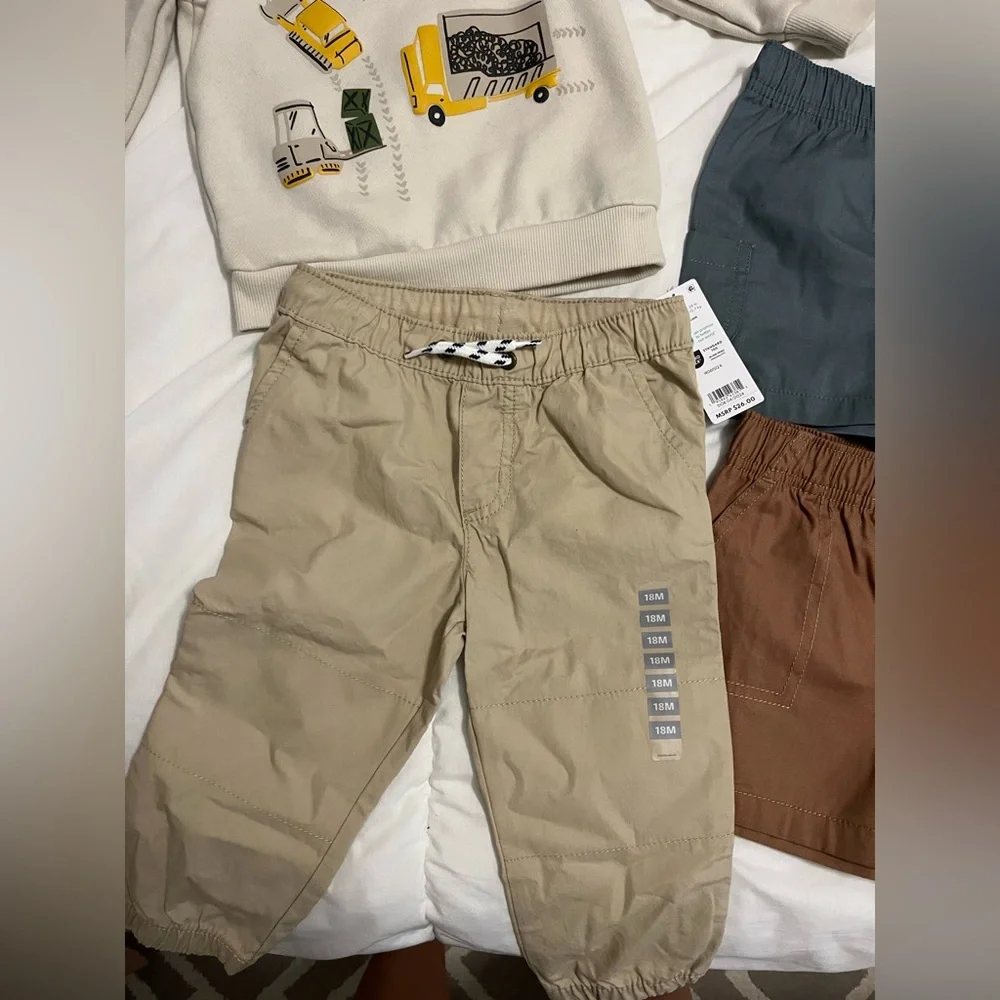 Carter’s Bundle Joggers Sweatshirt Shorts Bulk Set Toddler Baby Boy Construction